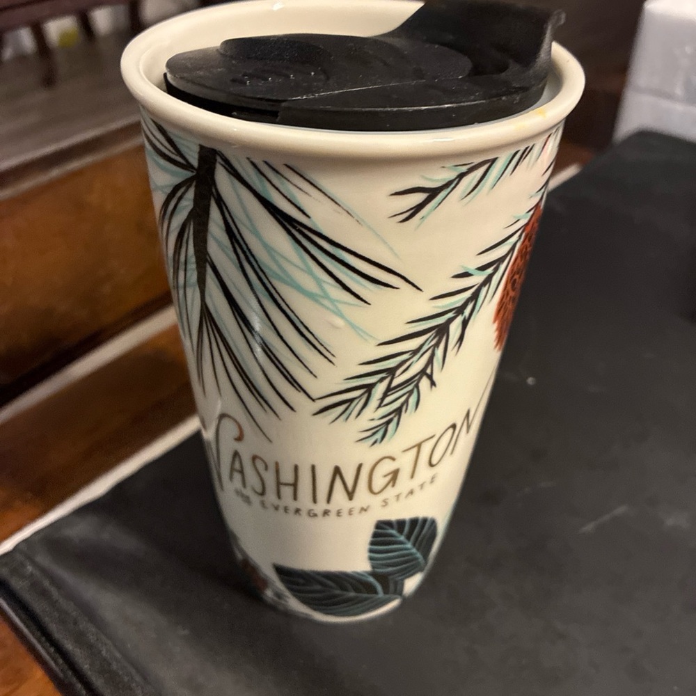 Washington State Travel Mug - Black and Cream Starbucks